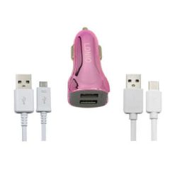 شارژر فندکی الدنیو مدل RX-C19 به همراه کابل تبدیل MicroUSB / USB-C