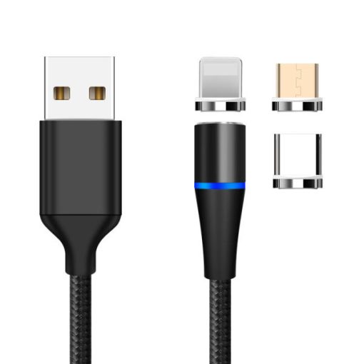 کابل تبدیل مغناطیسی USB به microUSB/ لایتنینگ /USB-C مدل MOB01 طول 1 متر