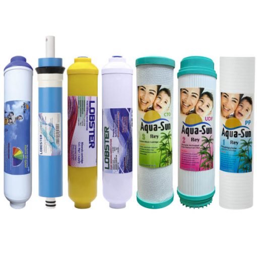 فیلتر دستگاه تصفیه آب آکوا سان ری مدل New Aqa sun-117 مجموعه 4 عددی به همراه فیلتر دستگاه تصفیه آب لابستر مدل 01 مجموعه 3 عددی