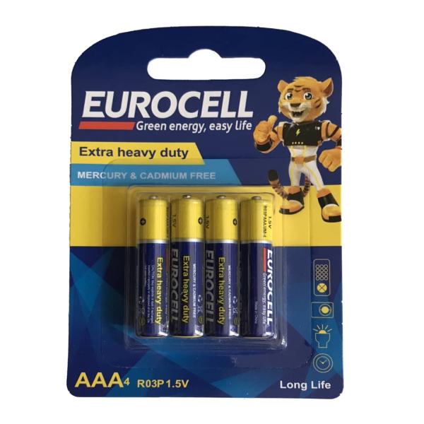 باتری نیم قلمی یوروسل مدل Extra Heavy Duty بسته 4 عددی باتری نیم قلمی یوروسل مدل Extra Heavy Duty بسته 4 عددی