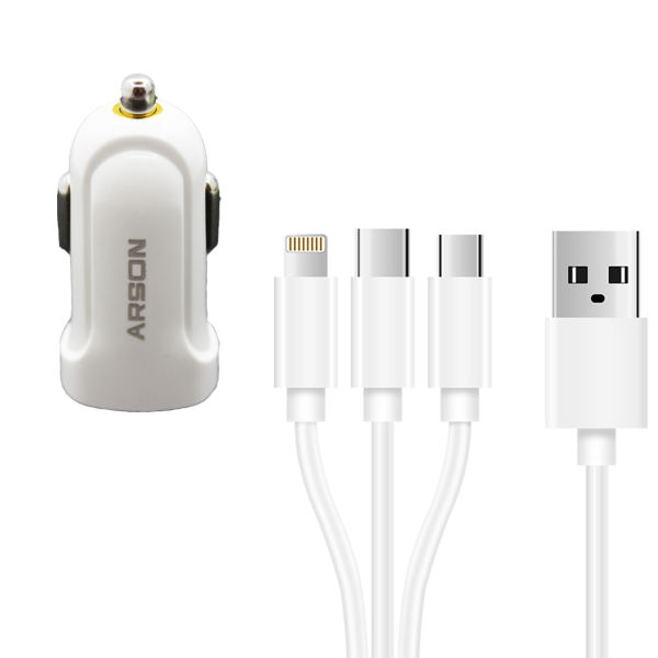 شارژر دیواری آرسون مدل AN-C02به همراه کابل تبدیل Micro USB / لایتنینگ/ USB-C شارژر دیواری آرسون مدل AN-C02به همراه کابل تبدیل Micro USB / لایتنینگ/ USB-C
