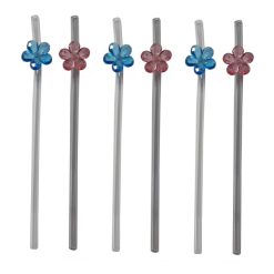 نی نوشیدنی طرح گل کد SH-M-02 بسته 6 عددی