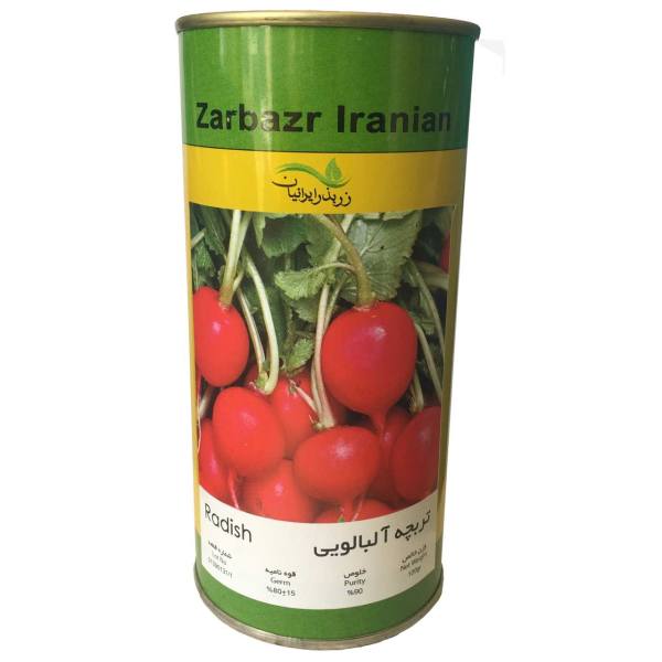 بذر تربچه آلبالویی زر بذر ایرانیان قوطی 100 گرمی کد GH100g-03 بذر تربچه آلبالویی زر بذر ایرانیان قوطی 100 گرمی کد GH100g-03