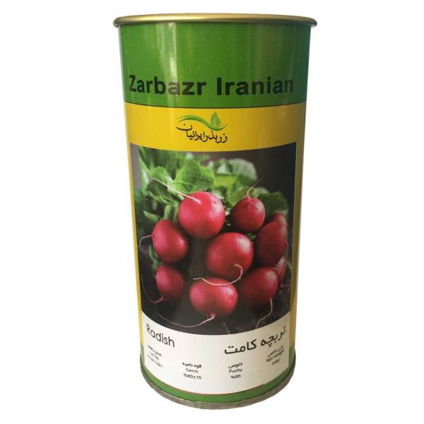 بذر تربچه کامت زر بذر ایرانیان قوطی 100 گرمی کد GH100g-15 بذر تربچه کامت زر بذر ایرانیان قوطی 100 گرمی کد GH100g-15