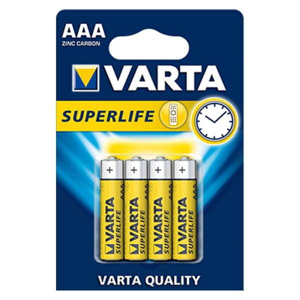 باتری نیم قلمی وارتا مدل Super Life بسته 4 عددی باتری نیم قلمی وارتا مدل Super Life بسته 4 عددی