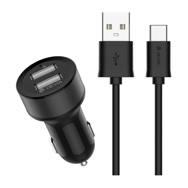 شارژر فندکی دیویا مدل Smart Dual USB همراه با کابل USB-C شارژر فندکی دیویا مدل Smart Dual USB همراه با کابل USB-C