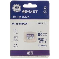 کارت حافظه microSDXC جم اس تی مدل Extra 533x کلاس 10 استاندارد UHS-I سرعت 80MBps ظرفیت 8 گیگابایت