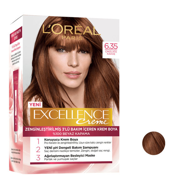 کیت رنگ مو لورآل سری Excellence شماره 6.35 حجم 48 میلی لیتر رنگ قهوه ای کهربایی کیت رنگ مو لورآل سری Excellence شماره 6.35 حجم 48 میلی لیتر رنگ قهوه ای کهربایی
