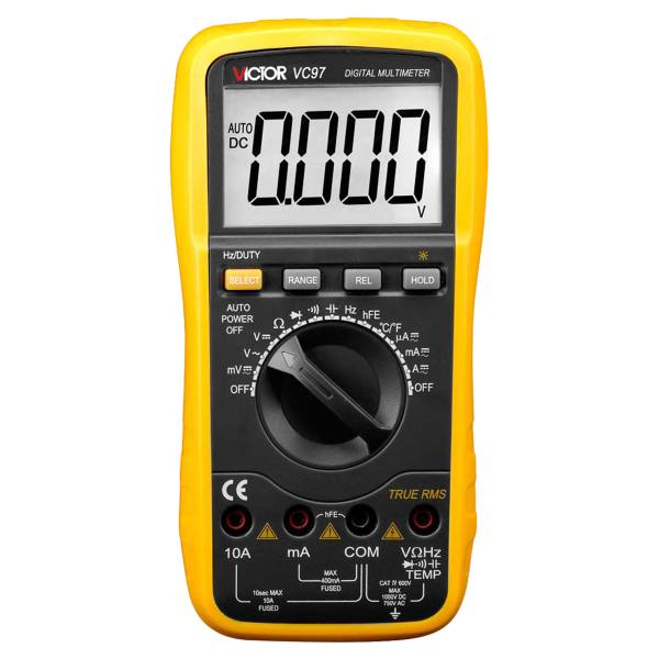 مولتی متر دیجیتال اتورنج سلکتوری AC،DC کارخانه Victor مدل VC97 مولتی متر دیجیتال اتورنج سلکتوری AC،DC کارخانه Victor مدل VC97