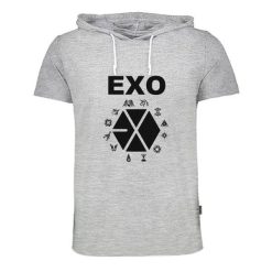 تیشرت کلاه دار مردانه به رسم مدل اکسو علامت کد 9133