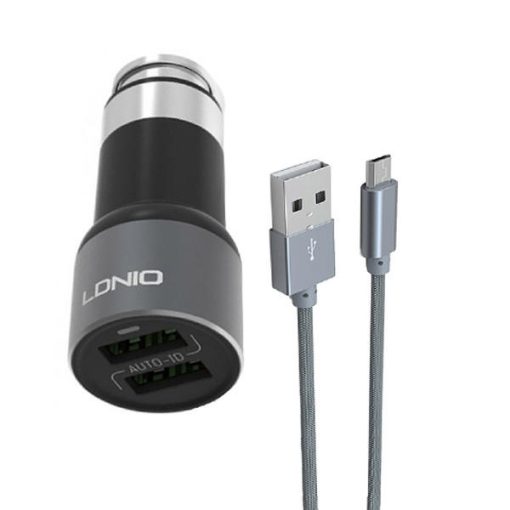 شارژر فندکی الدینیو مدل C403 به همراه کابل تبدیل microUSB