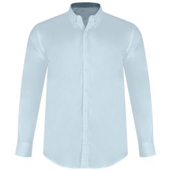 پیراهن آستین بلند مردانه مدل کج راه  6-9030 رنگ آبی روشنغیر اصل