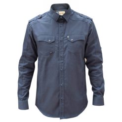 پیراهن آستین بلند مردانه پایتی جامه مدل کتان کش رنگ سورمه ای