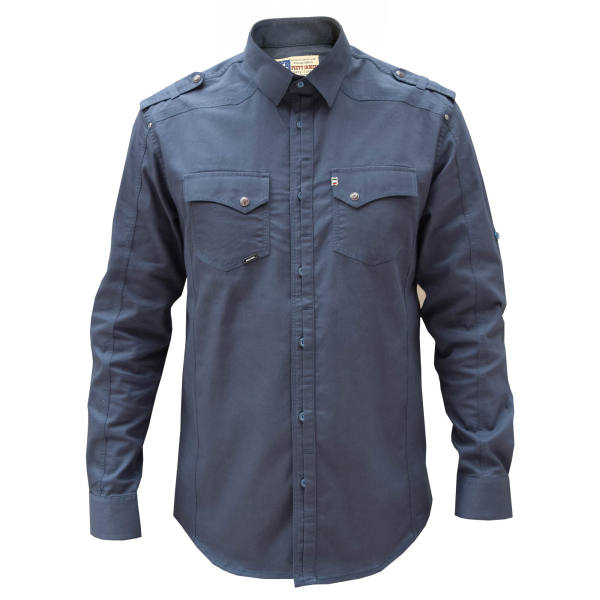 پیراهن آستین بلند مردانه پایتی جامه مدل کتان کش رنگ سورمه ای پیراهن آستین بلند مردانه پایتی جامه مدل کتان کش رنگ سورمه ای