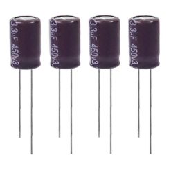 خازن الکترولیت 3.3 میکروفاراد 450 ولت آکسبوم مدل TEC-330450 بسته 4 عددی