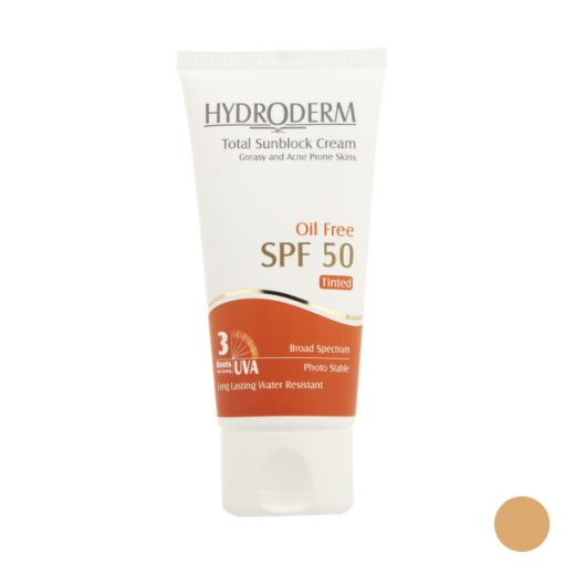 کرم ضد آفتاب رنگی فاقد چربی هیدرودرم مدل Medium Beige SPF50 حجم 50 میلی لیتر