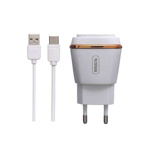 شارژر دیواری دبلیو کی مدل YKC-T۱۵ به همراه کابل تبدیل USB-C