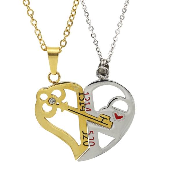 گردنبند دو تکه لوکسین طرح قلب مدل N521 گردنبند دو تکه لوکسین طرح قلب مدل N521