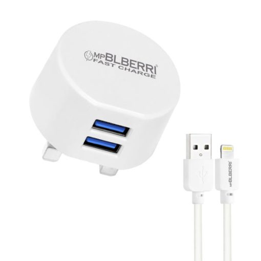 شارژر دیواری ام پی بلبری مدل BLB-047 به همراه کابل لایتنینگ