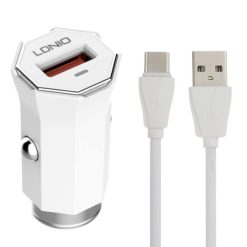 شارژر فندکی الدینیو مدل C313Q به همراه کابل تبدیل USB-C