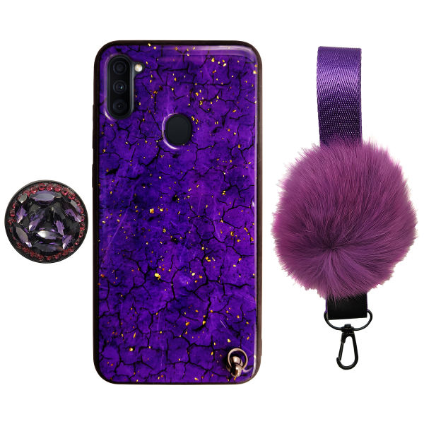 کاور مدل پام پام مناسب برای گوشی موبایل سامسونگ Galaxy A11 به همراه بند و پایه نگهدارنده کاور مدل پام پام مناسب برای گوشی موبایل سامسونگ Galaxy A11 به همراه بند و پایه نگهدارنده