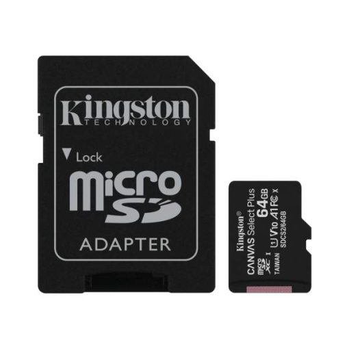 کارت حافظه microSDXC کینگستون مدل CANVAS کلاس 10 استاندارد UHS-I U1 سرعت 100MBps ظرفیت 64 گیگابایت به همراه آداپتور SD