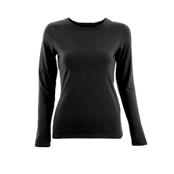 تی شرت آستین بلند زنانه مدل ساده رنگ مشکی تی شرت آستین بلند زنانه مدل ساده رنگ مشکی