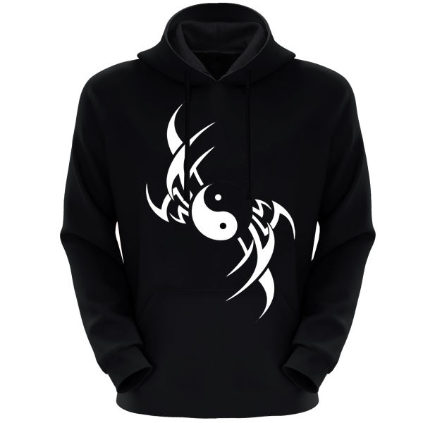 هودی مردانه مدل یین یانگ S06 رنگ مشکی هودی مردانه مدل یین یانگ S06 رنگ مشکی