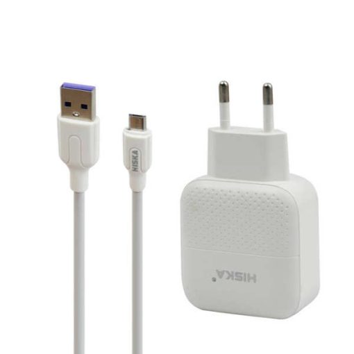 شارژر دیواری هیسکا مدل H-111Q به همراه کابل تبدیل microUSB