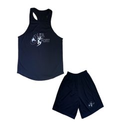 ست تاپ و شلوارک ورزشی مردانه مدل آلفا رنگ سرمه ای