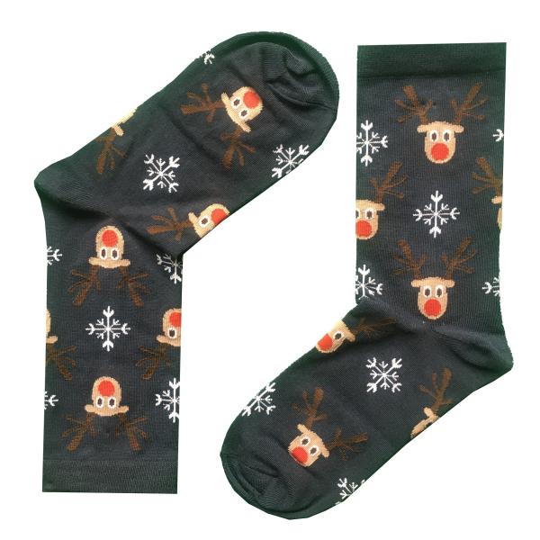 جوراب زنانه مدل ساق بلند گوزن طرح کریسمس رنگ سرمه ای جوراب زنانه مدل ساق بلند گوزن طرح کریسمس رنگ سرمه ای