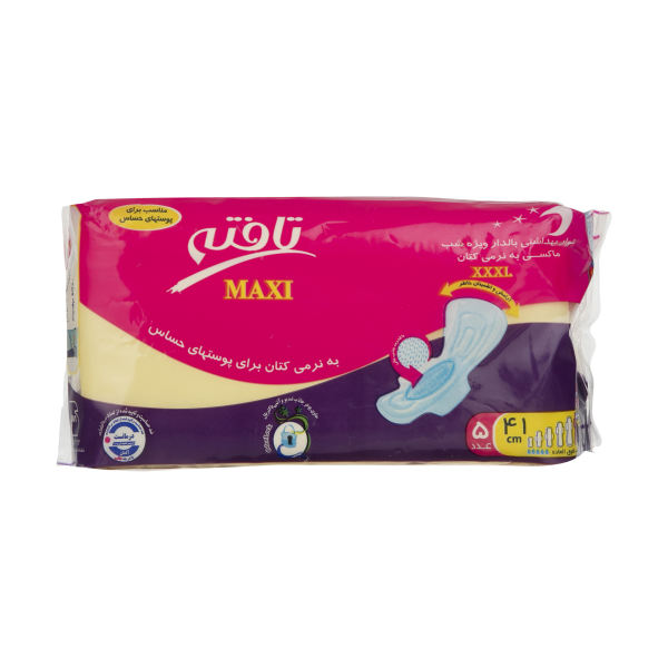 نوار بهداشتی بالدار تافته مدل Maxi ویژه شب سایز XXXL بسته 5 عددی نوار بهداشتی بالدار تافته مدل Maxi ویژه شب سایز XXXL بسته 5 عددی