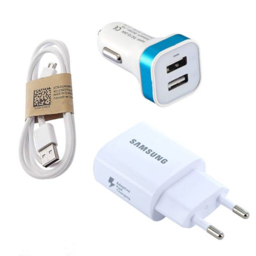 شارژر دیواری مدل ta600 به همراه شارژر فندکی مدل hkd-28 و کابل تبدیل microUSB مدل DG-QE80غیر اصل