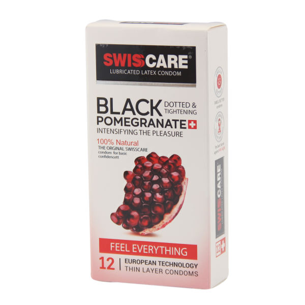کاندوم سوئیسکر مدل Black Pomegranate بسته 12 عددی کاندوم سوئیسکر مدل Black Pomegranate بسته 12 عددی