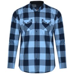 پیراهن آستین بلند مردانه مدل چهارخانه 5-9031 رنگ آبی روشن