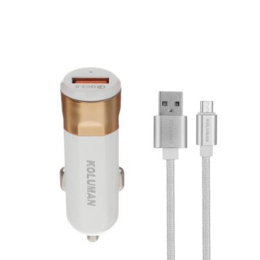 شارژر فندکی کلومن مدل KC-C01 به‌همراه کابل microusb