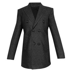 پالتو مردانه مدل ماهوت02 شش دکمه رنگ ذغالی