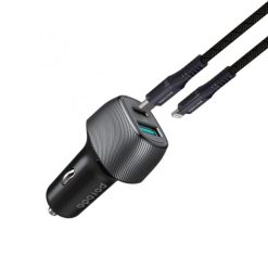 شارژر فندکی پرودو مدل PD-DC26-BK 36W به همراه کابل تبدیل لایتنینگ