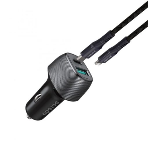 شارژر فندکی پرودو مدل PD-DC26-BK 36W به همراه کابل تبدیل لایتنینگ
