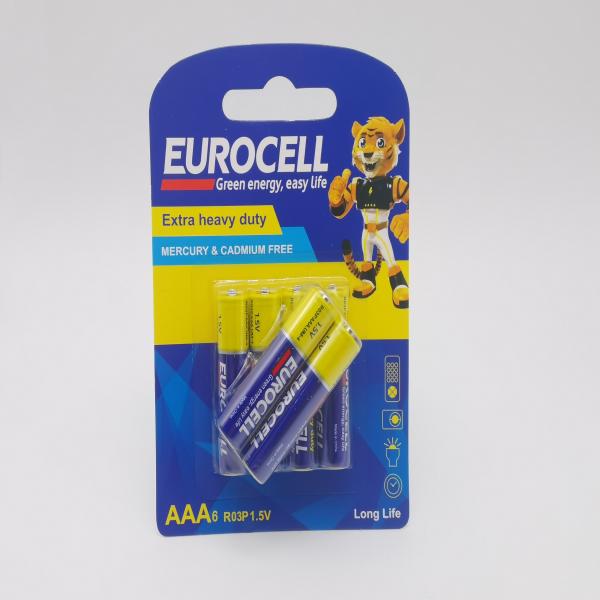 باتری نیم قلمی یوروسل مدل 6R03p Extra Heavy Duty بسته 6 عددی باتری نیم قلمی یوروسل مدل 6R03p Extra Heavy Duty بسته 6 عددی