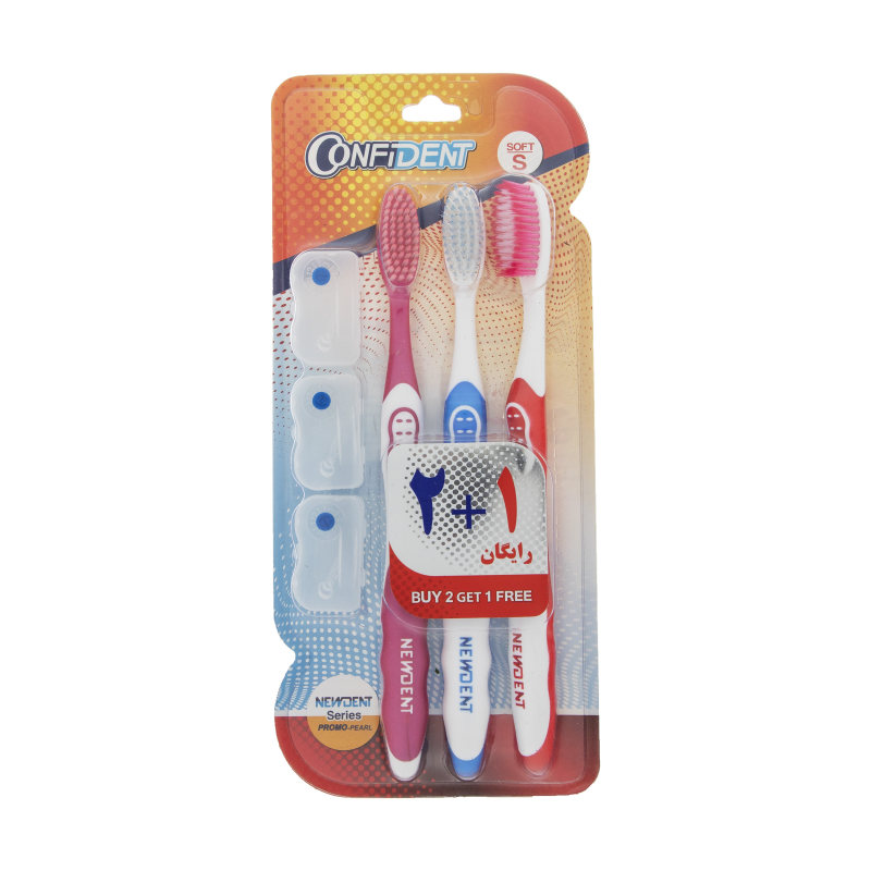 مسواک کانفیدنت سری NewDent مدل Bristles با برس نرم بسته 3 عددی مسواک کانفیدنت سری NewDent مدل Bristles با برس نرم بسته 3 عددی