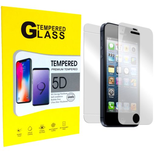 محافظ شیشه ای پشت و روی صفحه نمایش یونیفا گلس مدل Premium Tempered مناسب برای گوشی اپل آیفون iPhone 5/5c/se/5s