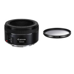 لنز کانن مدل EF 50mm f/1.8 STM به همراه فیلتر لنز یو وی 49 کانن