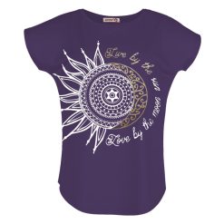 تی شرت زنانه افراتین طرح ماه و خورشید کد 2548 رنگ بنفش