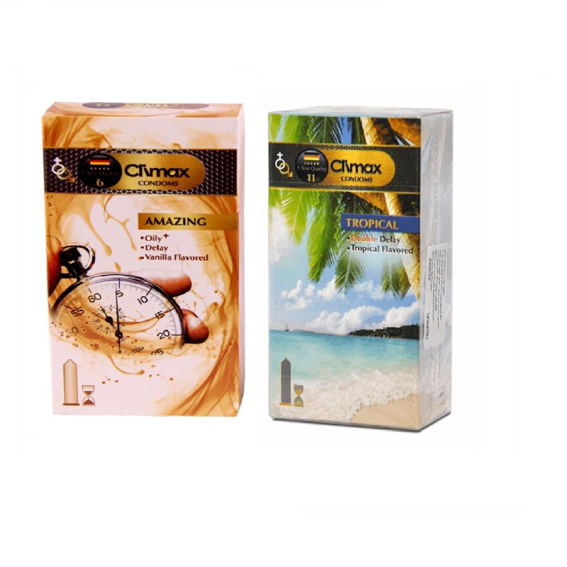 کاندوم کلایمکس مدل AMAZING بسته 12 عددی به همراه کاندوم کاندوم کلایمکس مدل Tropical بسته 12 عددی کاندوم کلایمکس مدل AMAZING بسته 12 عددی به همراه کاندوم کاندوم کلایمکس مدل Tropical بسته 12 عددی