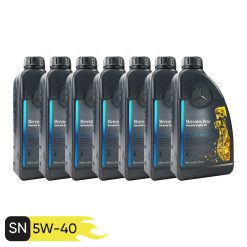 روغن موتور خودرو مرسدس بنز مدل 229.5 5W40 Sythetic حجم 1 لیتر بسته 7 عددی