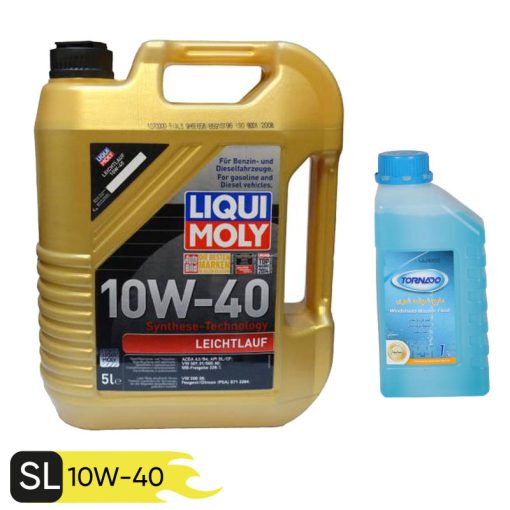 روغن موتور خودرو لیکومولی مدل LEICHTLAUF 10W-40 حجم 5 لیتر به همراه شیشه شوی