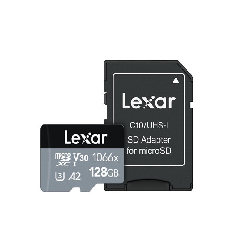 کارت حافظه microSDXC لکسار مدل 1066X کلاس A2 استاندارد UHS-U3 سرعت 160MBps ظرفیت 128 گیگابایت به همراه آداپتور SD کارت حافظه microSDXC لکسار مدل 1066X کلاس A2 استاندارد UHS-U3 سرعت 160MBps ظرفیت 128 گیگابایت به همراه آداپتور SD