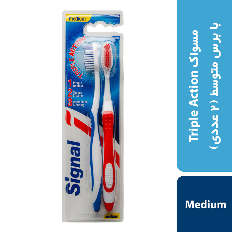 مسواک سیگنال مدل triple action با برس متوسط بسته دو عددی مسواک سیگنال مدل triple action با برس متوسط بسته دو عددی